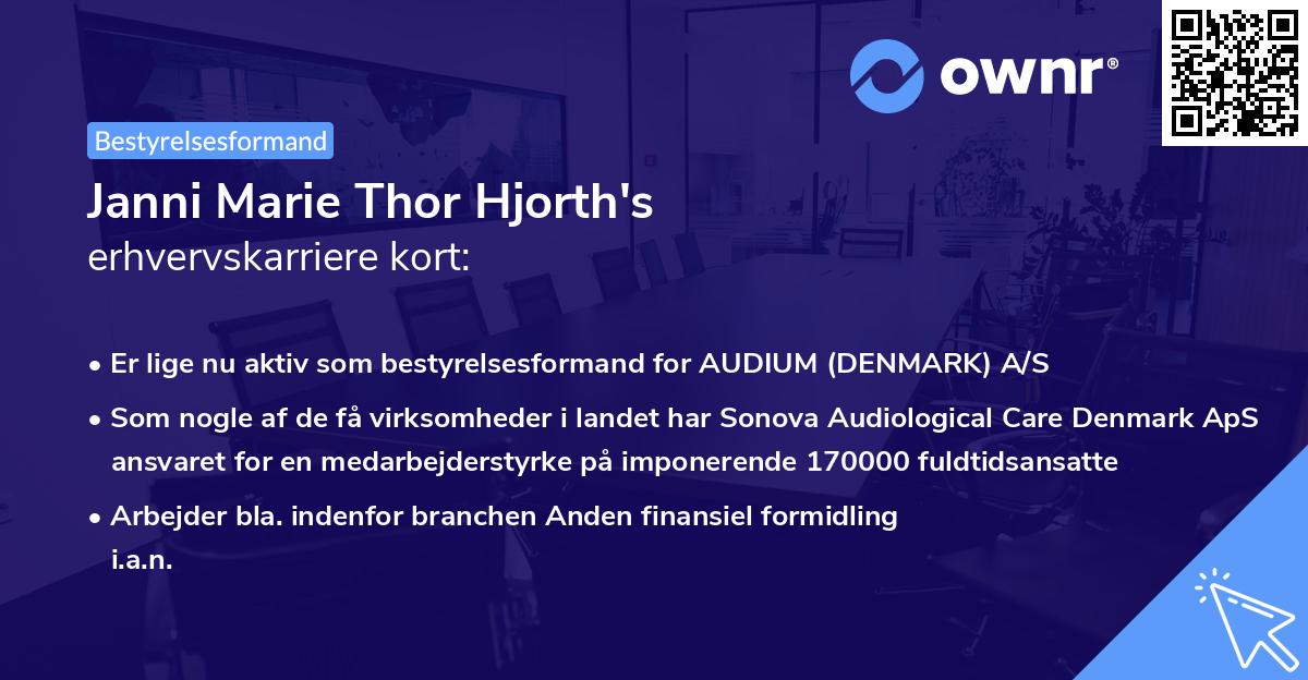 Janni Marie Thor Hjorth's erhvervskarriere kort