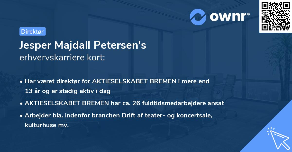 Jesper Majdall Petersen's erhvervskarriere kort