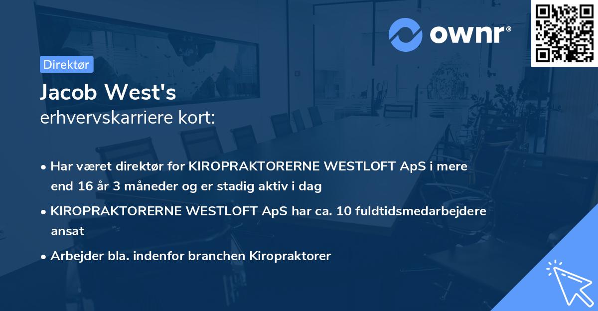 Jacob West's erhvervskarriere kort