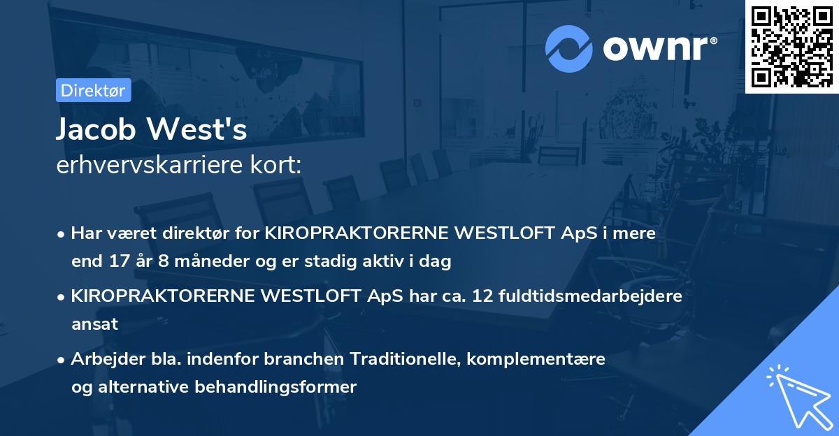 Jacob West's erhvervskarriere kort