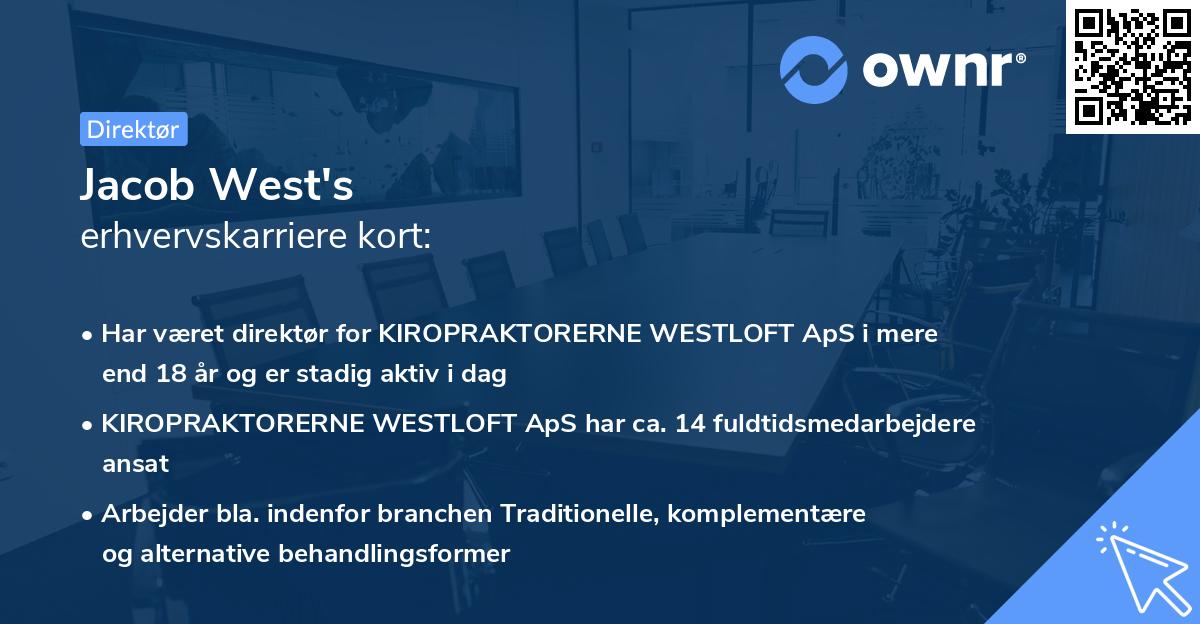 Jacob West's erhvervskarriere kort