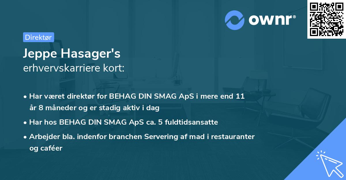Jeppe Hasager's erhvervskarriere kort