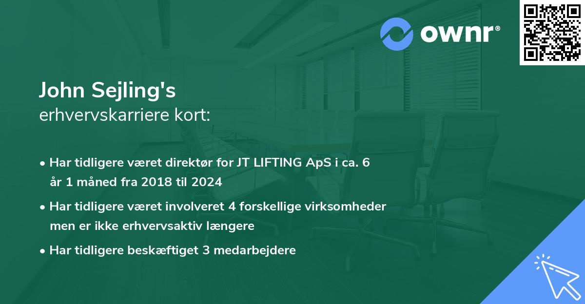 John Sejling's erhvervskarriere kort