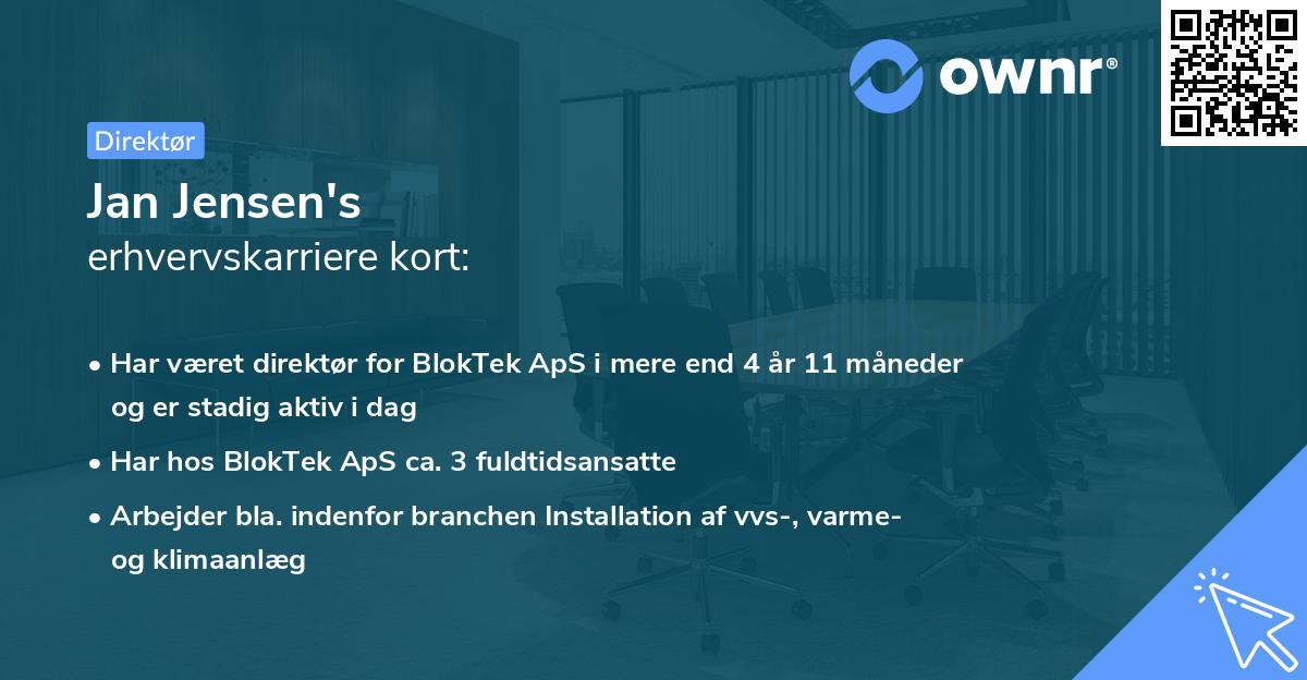 Jan Jensen's erhvervskarriere kort