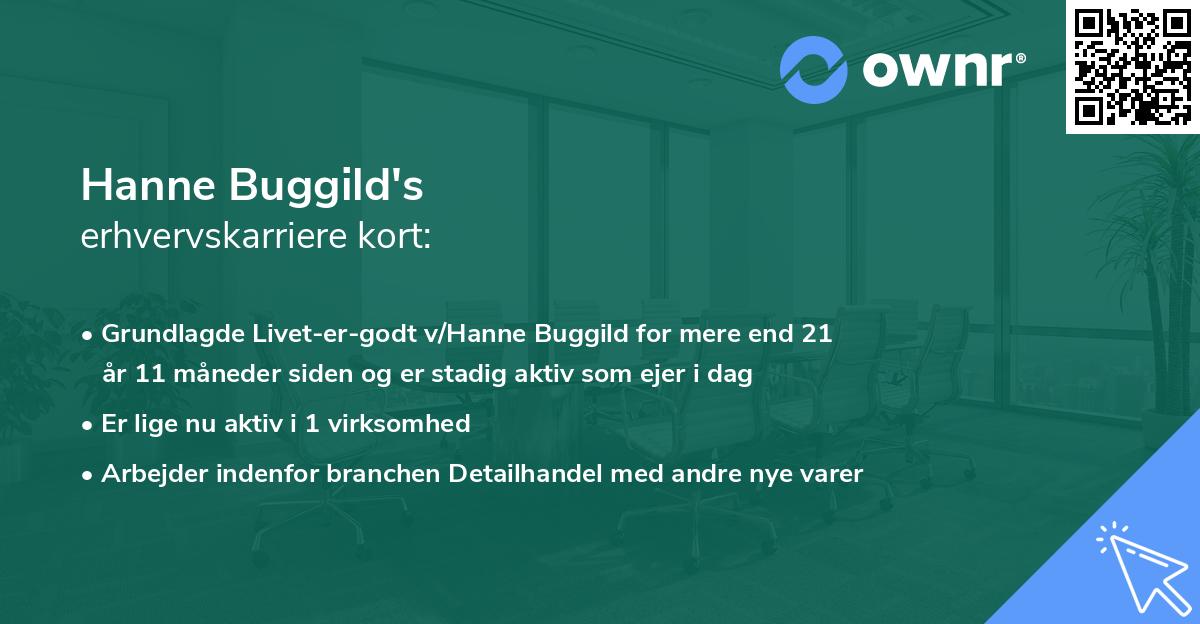 Hanne Buggild's erhvervskarriere kort