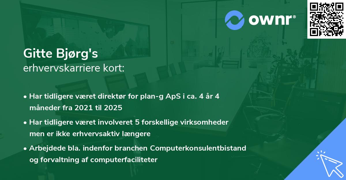 Gitte Bjørg's erhvervskarriere kort