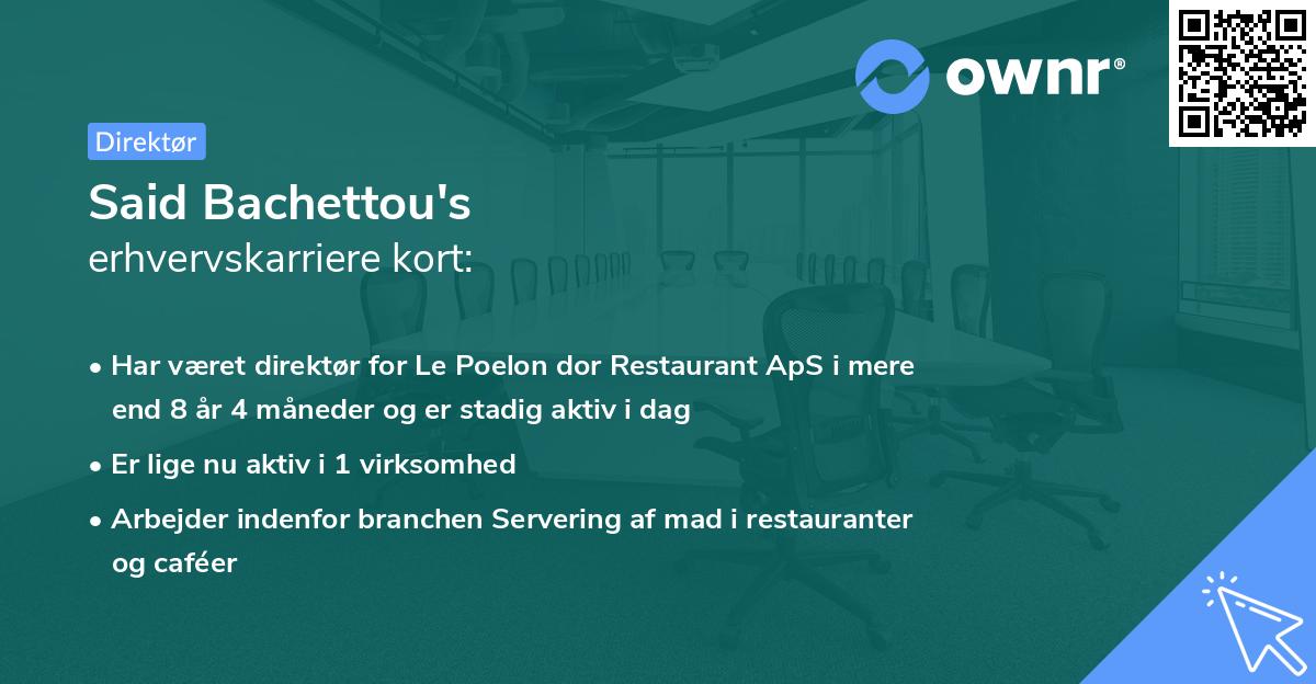 Said Bachettou's erhvervskarriere kort