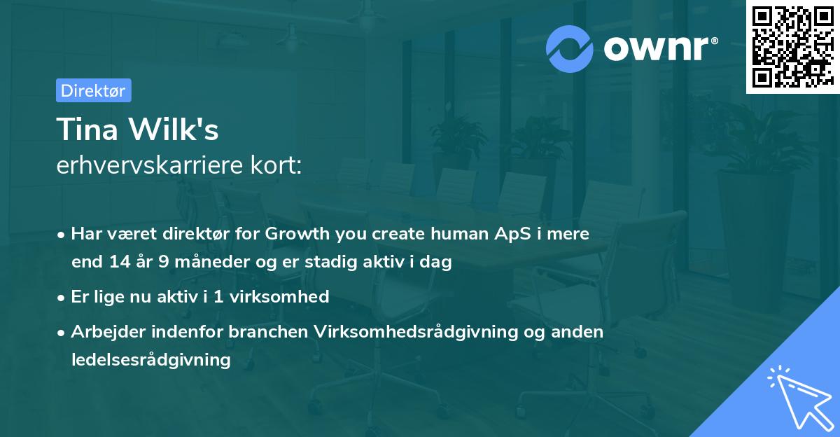 Tina Wilk's erhvervskarriere kort