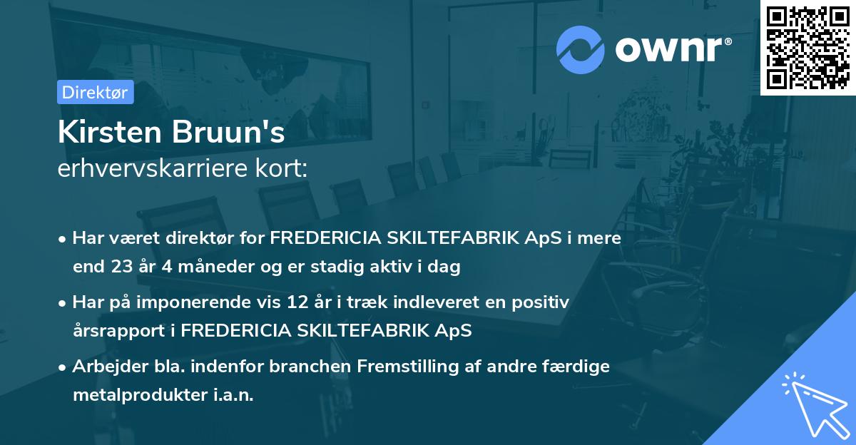Kirsten Bruun's erhvervskarriere kort