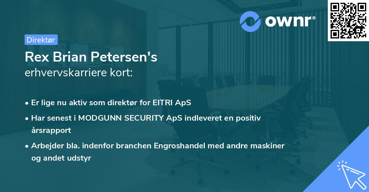Rex Brian Petersen's erhvervskarriere kort