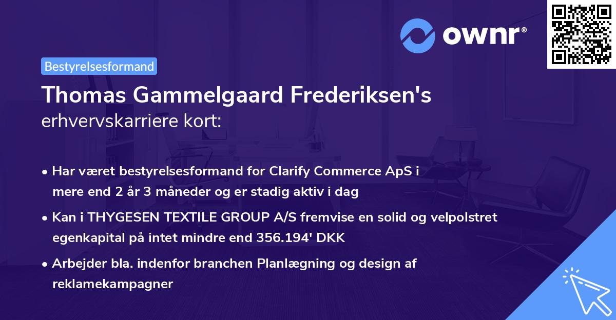 Thomas Gammelgaard Frederiksen's erhvervskarriere kort