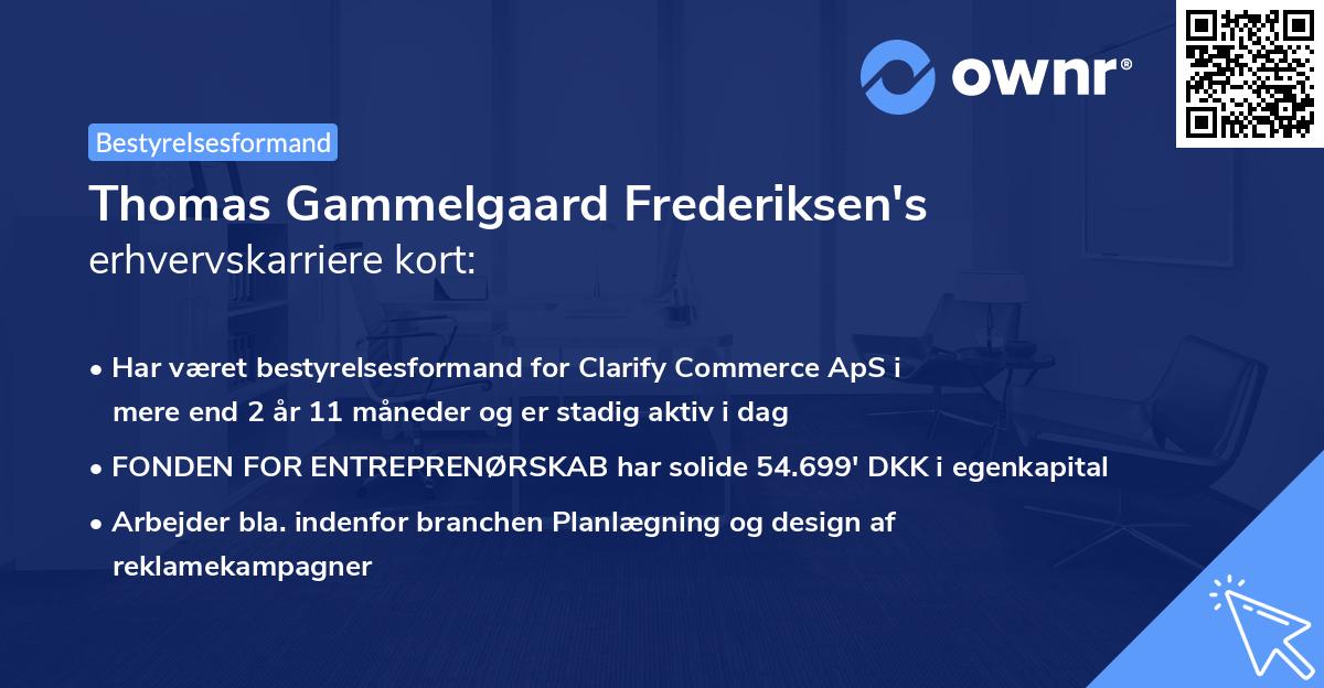 Thomas Gammelgaard Frederiksen's erhvervskarriere kort