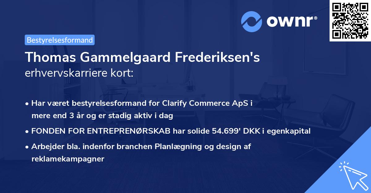 Thomas Gammelgaard Frederiksen's erhvervskarriere kort