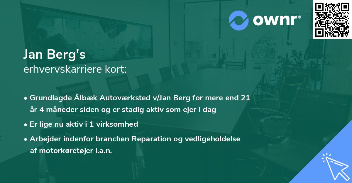 Jan Berg's erhvervskarriere kort