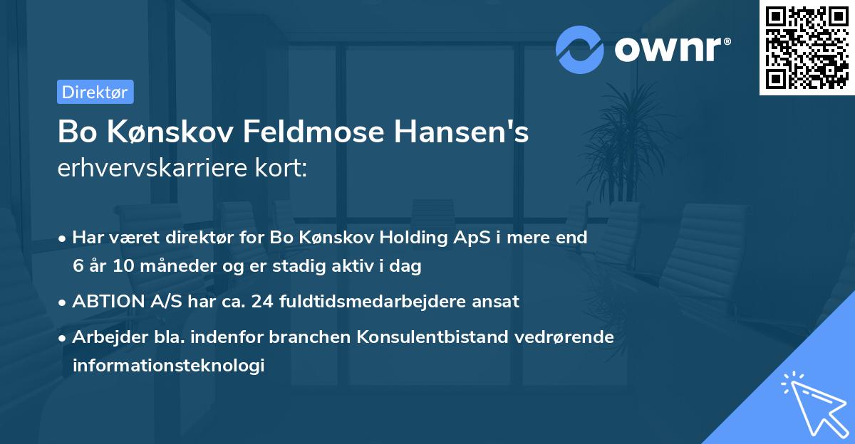 Bo Kønskov Feldmose Hansen's erhvervskarriere kort