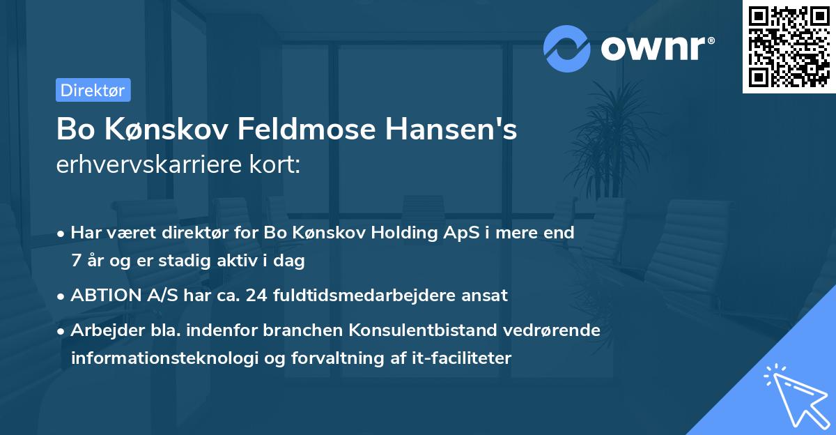 Bo Kønskov Feldmose Hansen's erhvervskarriere kort