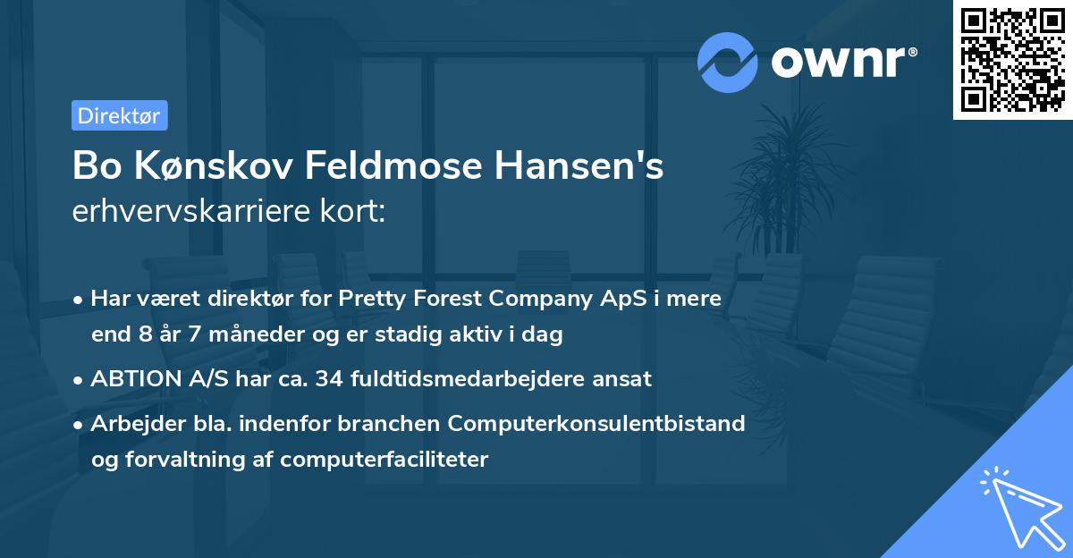 Bo Kønskov Feldmose Hansen's erhvervskarriere kort