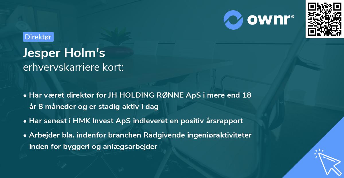 Jesper Holm's erhvervskarriere kort