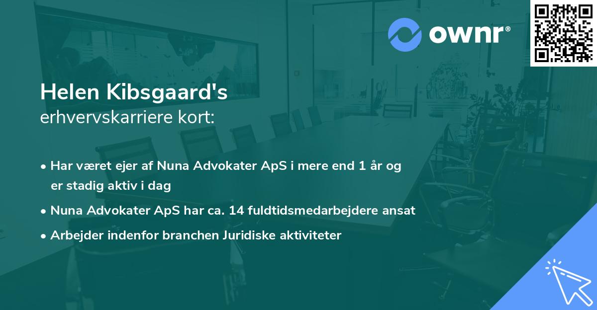 Helen Kibsgaard's erhvervskarriere kort