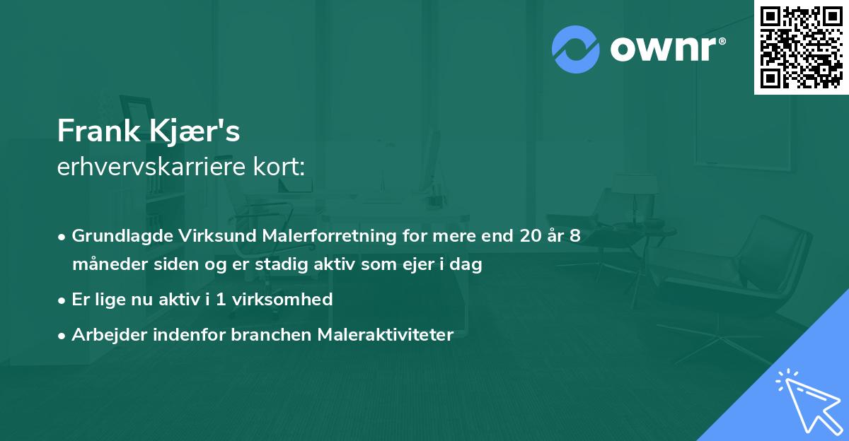 Frank Kjær's erhvervskarriere kort