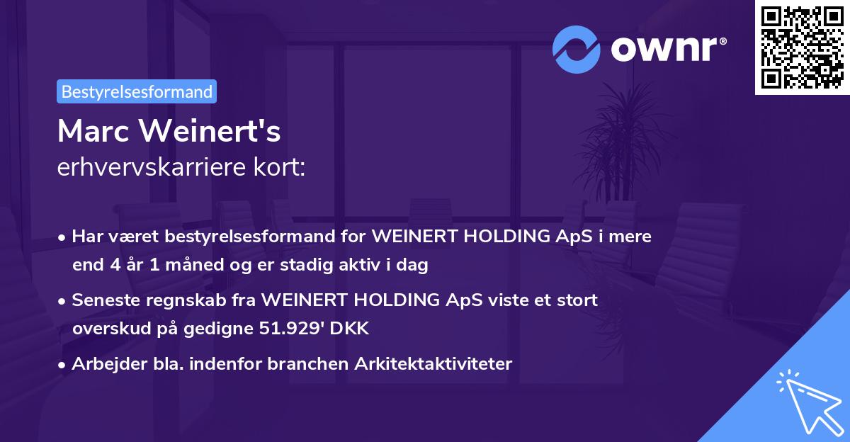 Marc Weinert's erhvervskarriere kort