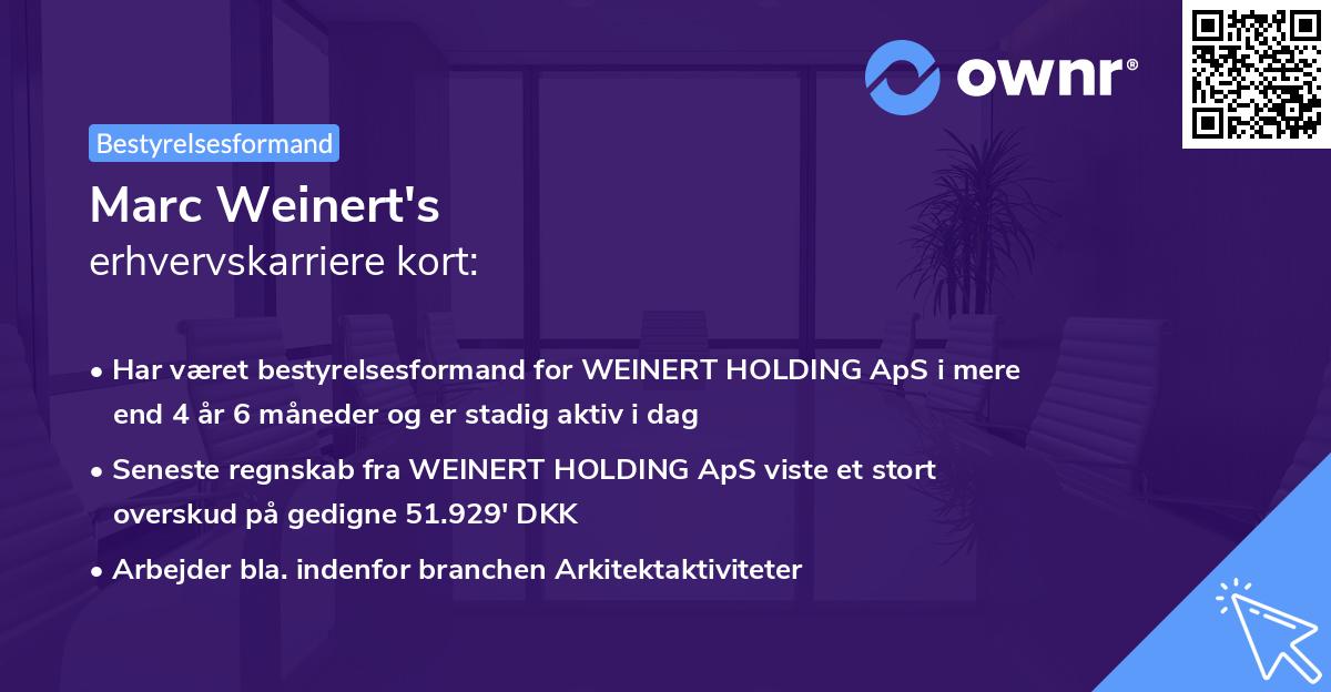 Marc Weinert's erhvervskarriere kort