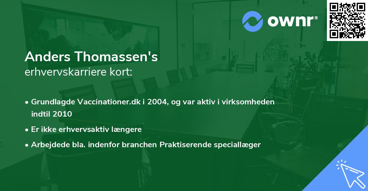 Anders Thomassen's erhvervskarriere kort