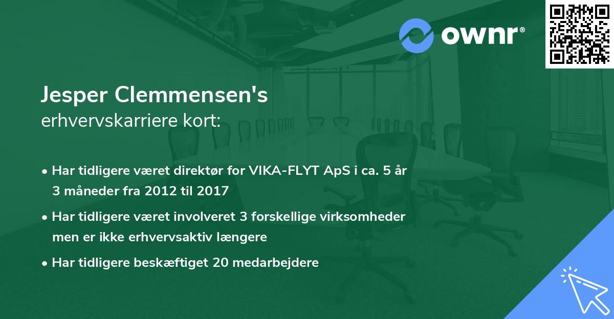 Jesper Clemmensen's erhvervskarriere kort