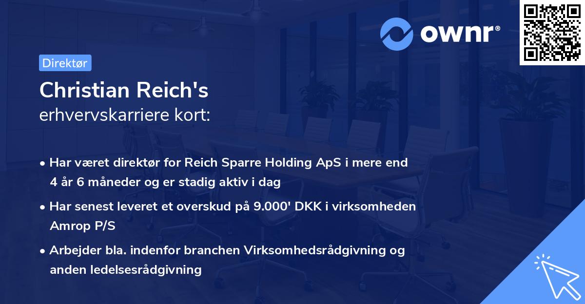 Christian Reich's erhvervskarriere kort