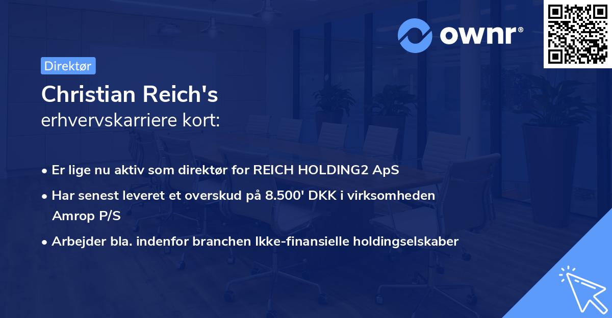 Christian Reich's erhvervskarriere kort