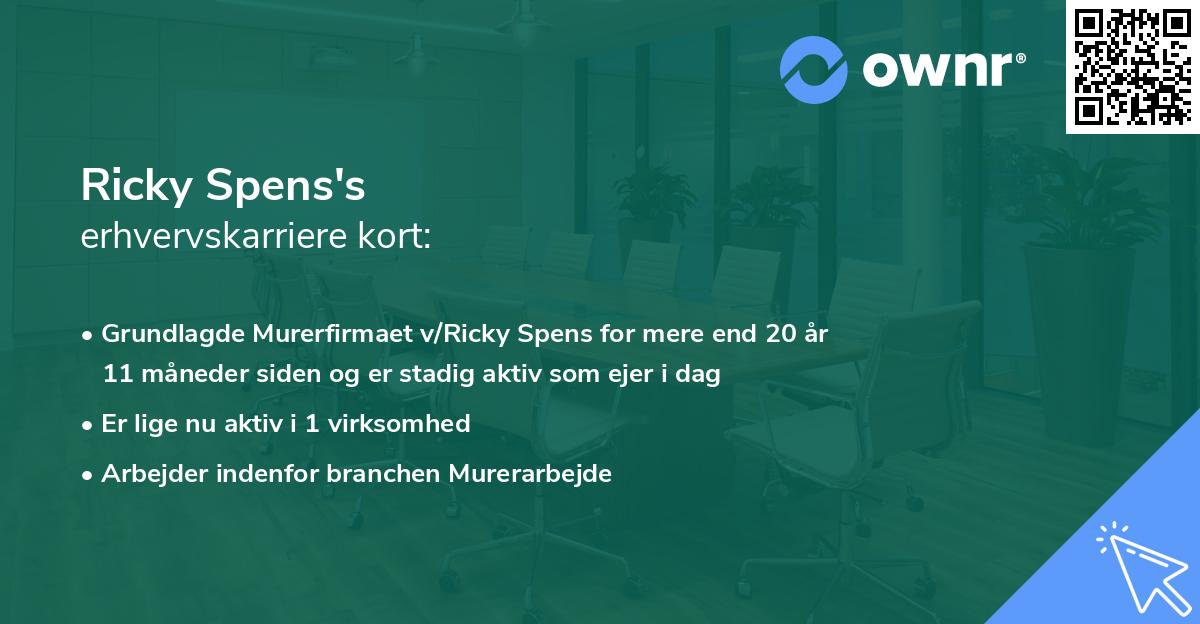 Ricky Spens's erhvervskarriere kort