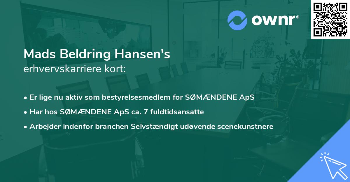Mads Beldring Hansen's erhvervskarriere kort