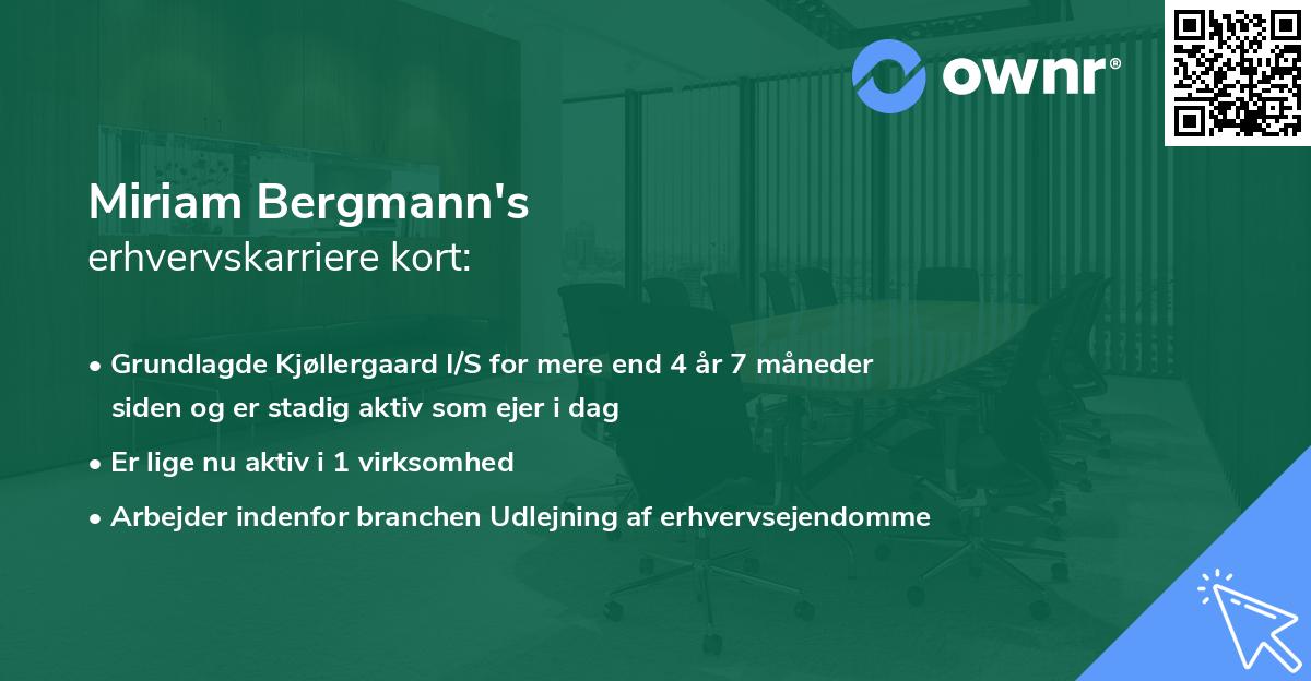 Miriam Bergmann's erhvervskarriere kort