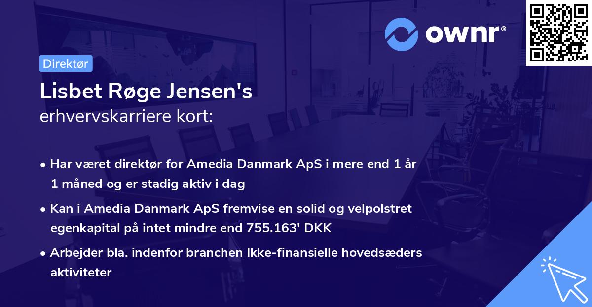 Lisbet Røge Jensen's erhvervskarriere kort