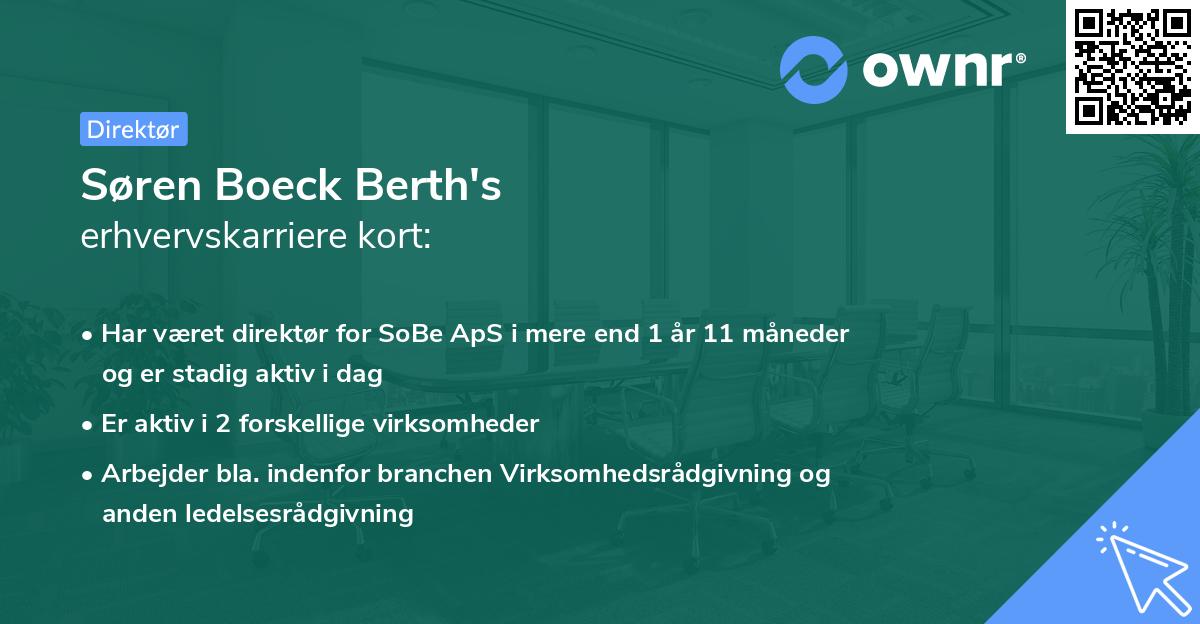 Søren Boeck Berth's erhvervskarriere kort