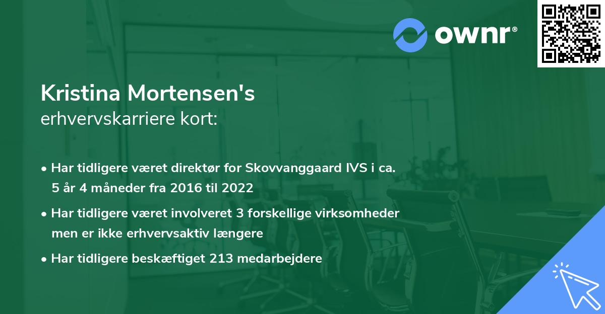 Kristina Mortensen's erhvervskarriere kort