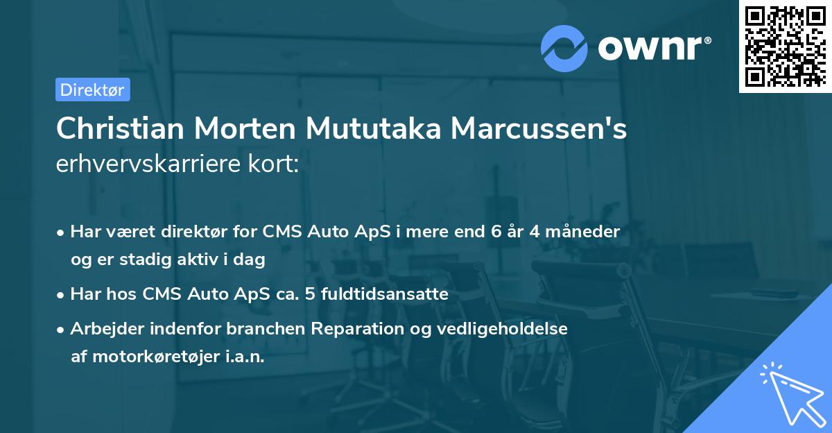 Christian Morten Mututaka Marcussen's erhvervskarriere kort