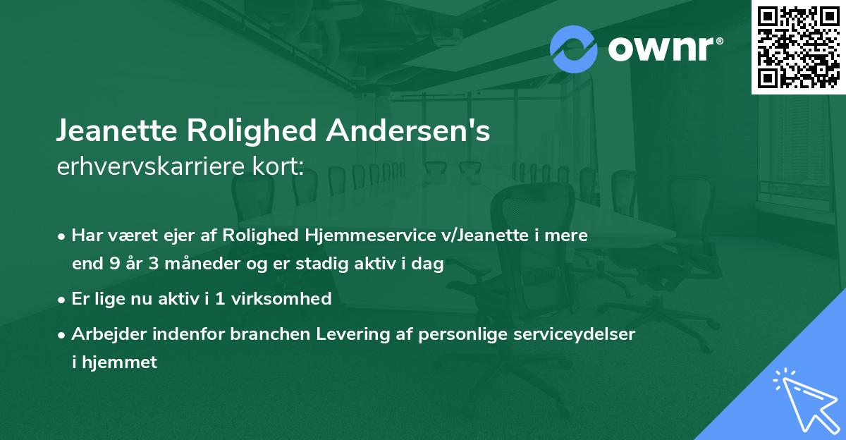 Jeanette Rolighed Andersen's erhvervskarriere kort