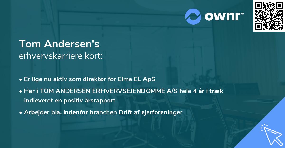 Tom Andersen's erhvervskarriere kort