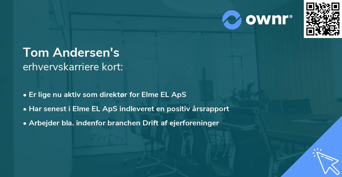 Tom Andersen's erhvervskarriere kort