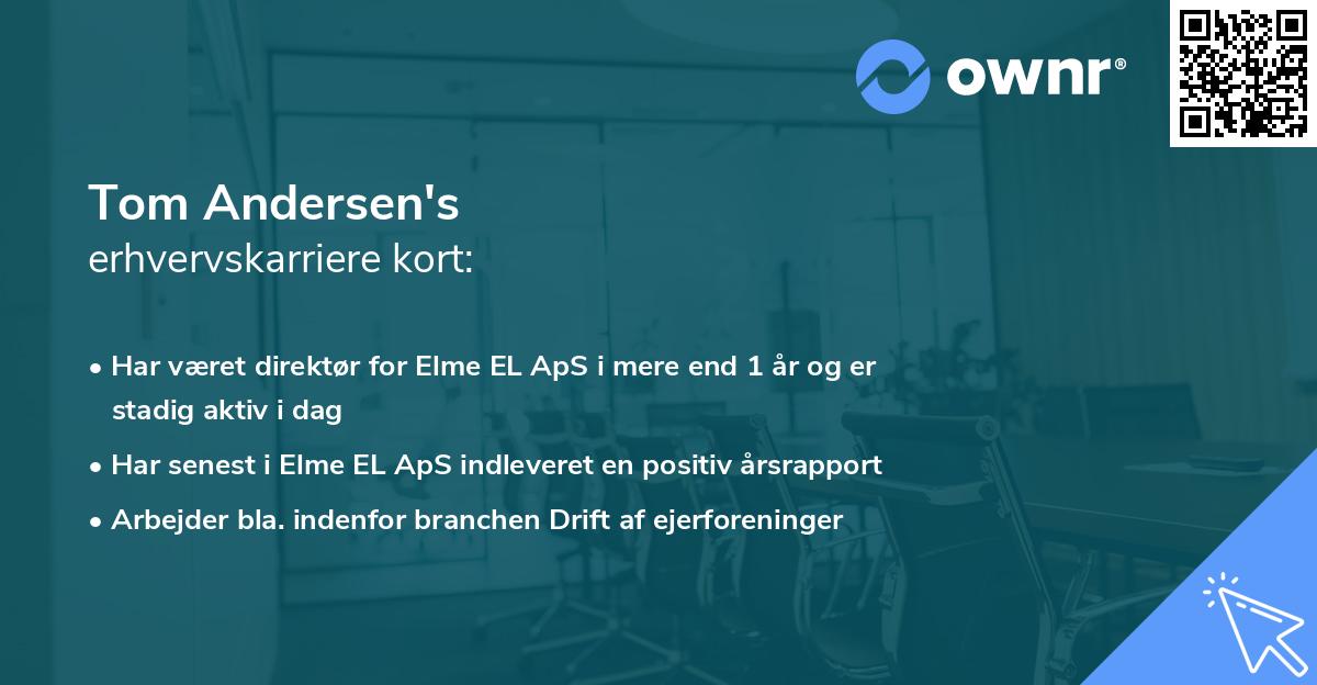 Tom Andersen's erhvervskarriere kort