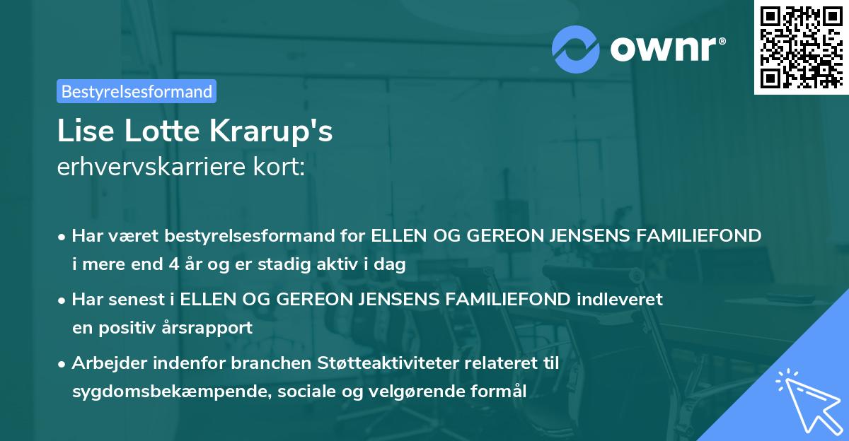 Lise Lotte Krarup's erhvervskarriere kort