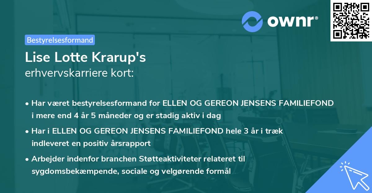Lise Lotte Krarup's erhvervskarriere kort