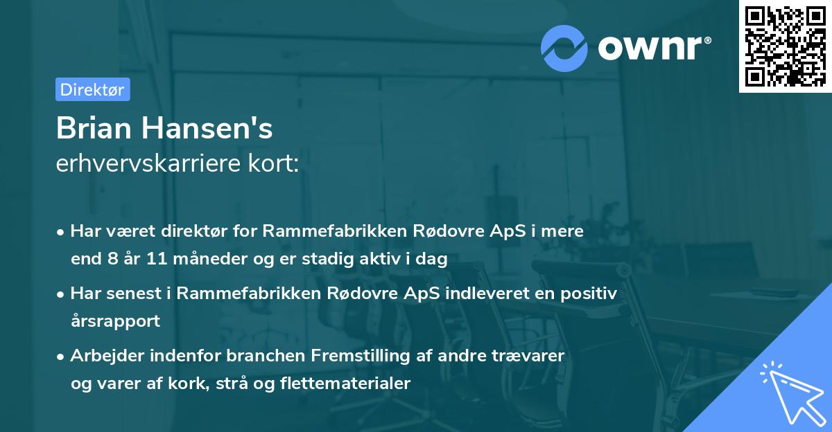 Brian Hansen's erhvervskarriere kort