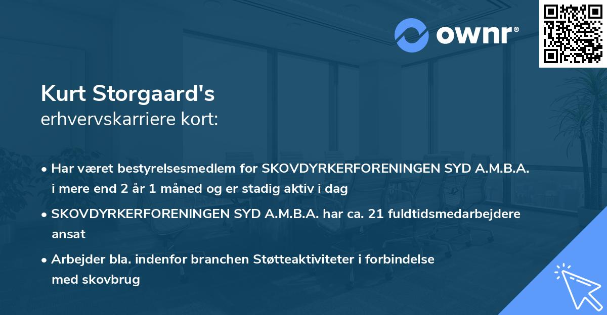 Kurt Storgaard's erhvervskarriere kort