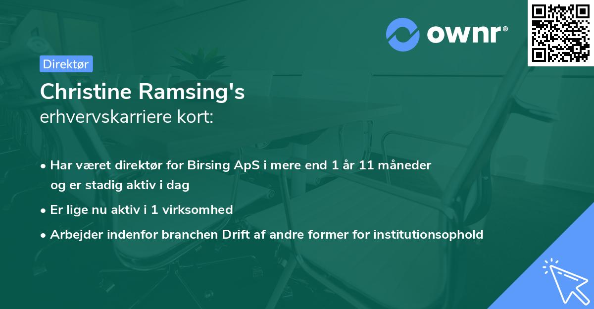 Christine Ramsing's erhvervskarriere kort