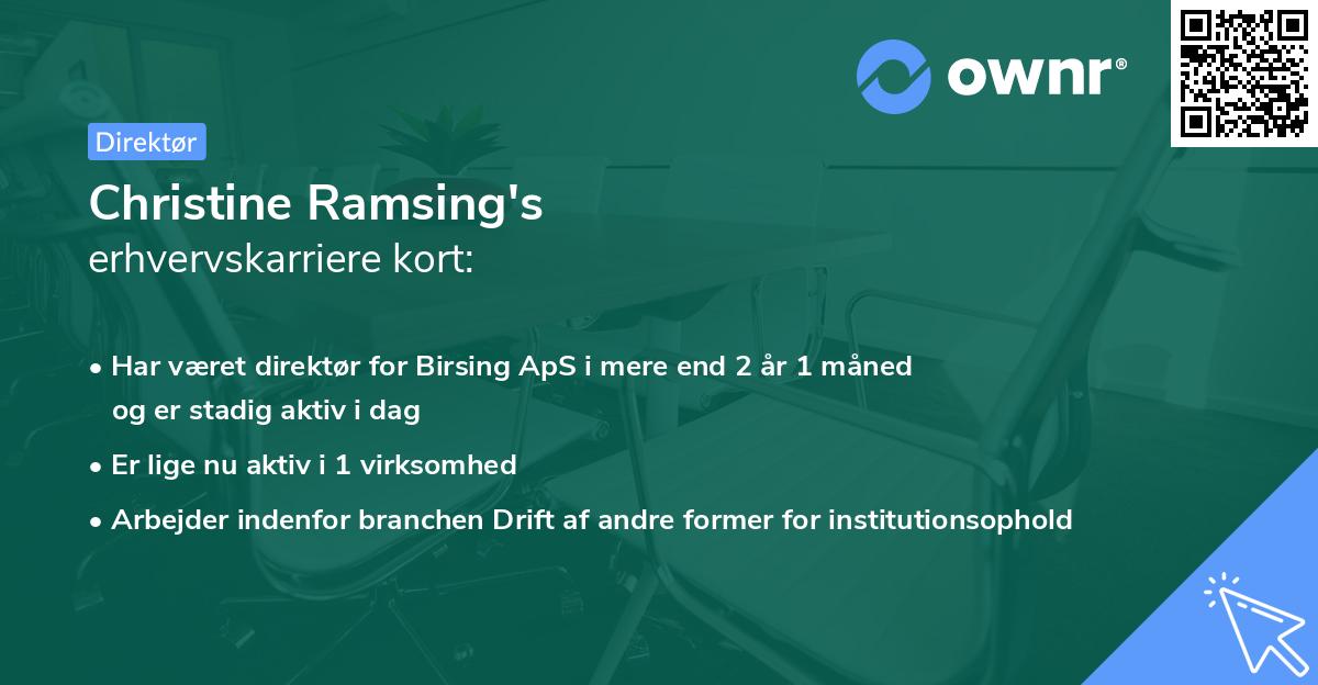 Christine Ramsing's erhvervskarriere kort