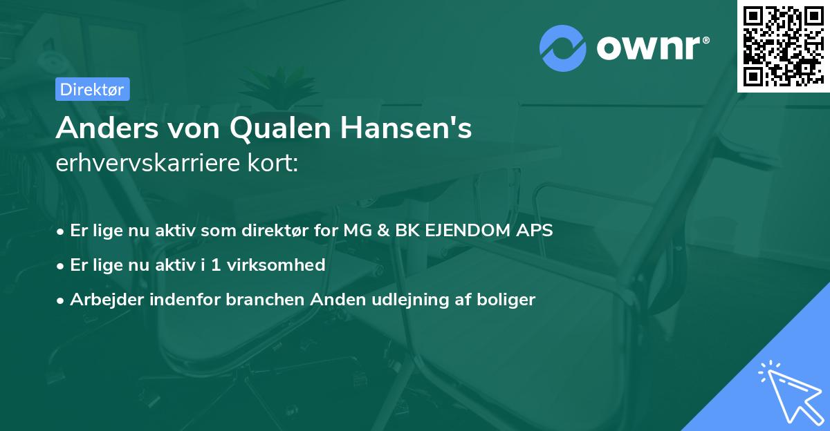 Anders von Qualen Hansen's erhvervskarriere kort