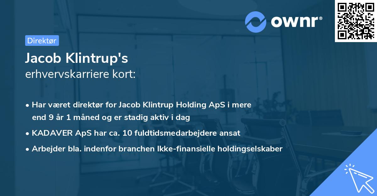 Jacob Klintrup's erhvervskarriere kort