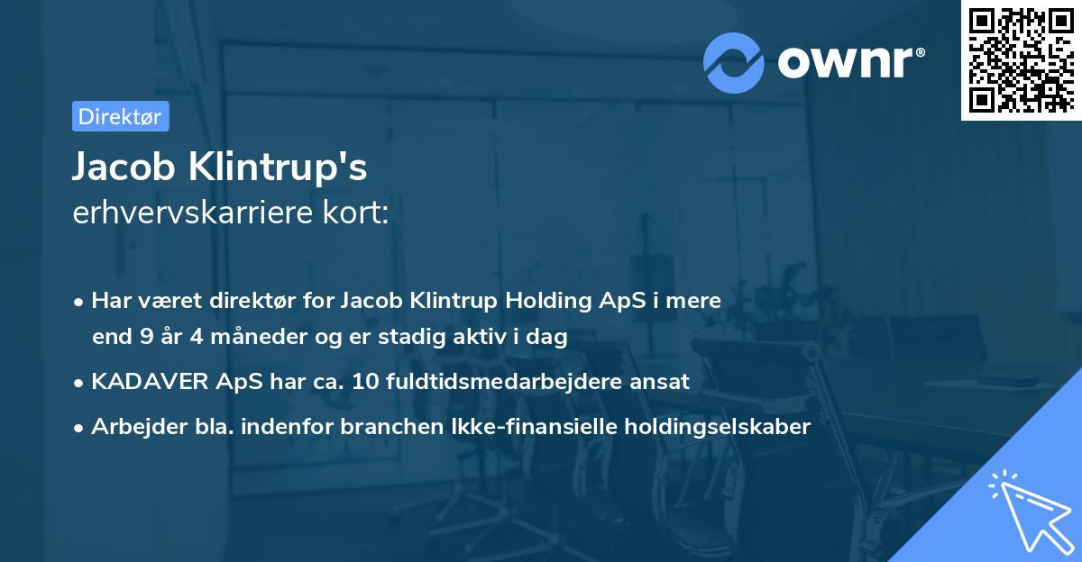 Jacob Klintrup's erhvervskarriere kort